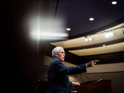 Former Vice President Mike Pence speaks at the Heritage Foundation on October 19, 2022, in Washington, D.C.