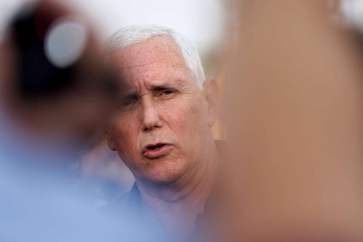 Former Vice President Mike Pence is pictured on August 19, 2022, at the Iowa State Fair in Des Moines, Iowa.