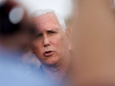 Former Vice President Mike Pence is pictured on August 19, 2022, at the Iowa State Fair in Des Moines, Iowa.