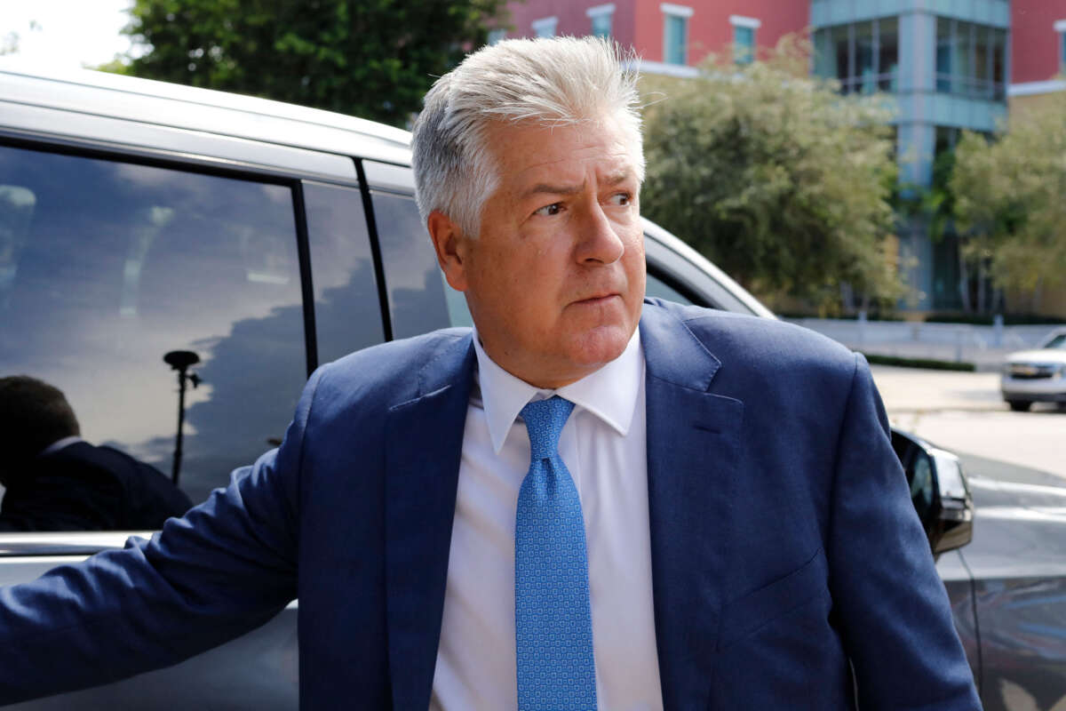 Evan Corcoran, part of former President Donald Trump's legal team, leaves the Paul G. Rogers Federal Building & Courthouse after a hearing in West Palm Beach, Florida, on September 1, 2022.