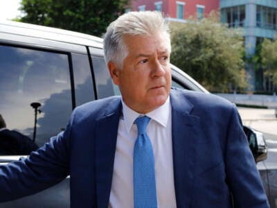 Evan Corcoran, part of former President Donald Trump's legal team, leaves the Paul G. Rogers Federal Building & Courthouse after a hearing in West Palm Beach, Florida, on September 1, 2022.