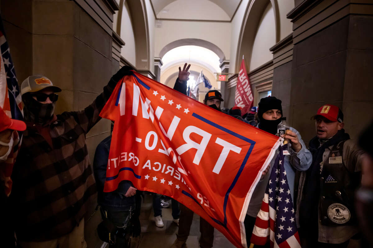 Trump supporters trespass inside the U.S. Capitol on January 6, 2021, in Washington, D.C.