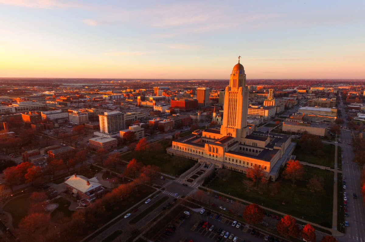 The Nebraska state capital building is pictured in Lincoln, Nebraska.