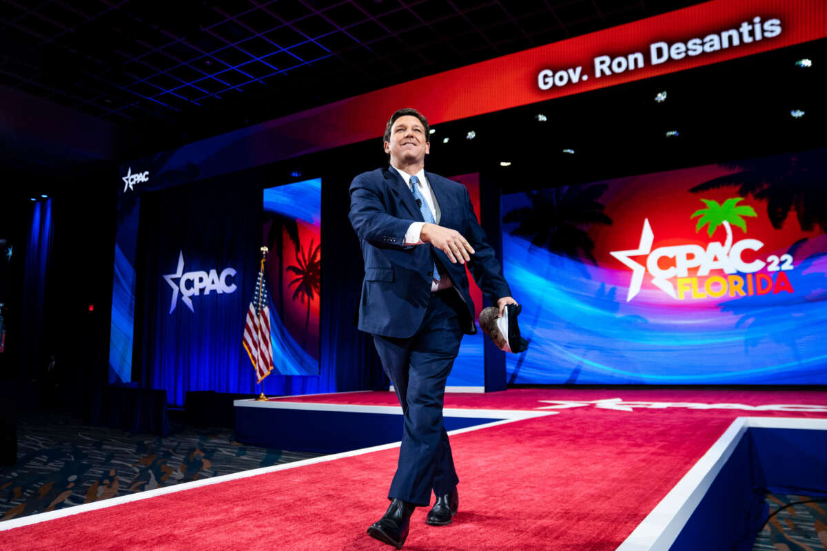 Florida Gov. Ron DeSantis speaks during the first day of the Conservative Political Action Conference (CPAC) on February 24, 2022, in Orlando, Florida.