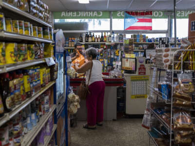 Customers do their groceries shopping at Agranel Supermarket in Manati, Puerto Rico, on March 20, 2019.