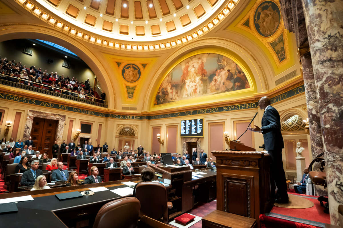 Sen. Bobby Joe Champion presides over the Minnesota State Senate in St. Paul, Minnesota on January 3, 2023.