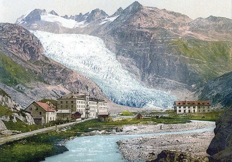 Rhone Glacier, Swiss Alps, Switzerland, taken in 1900