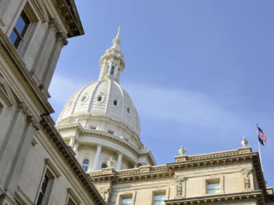 Michigan's Capitol building on a sunny day