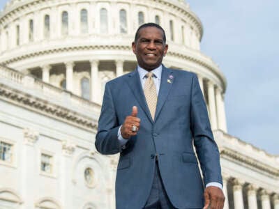Rep. Burgess Owens is seen during a group photo with freshmen members of the House Republican Conference on the House steps of the Capitol on Monday, January 4, 2021.