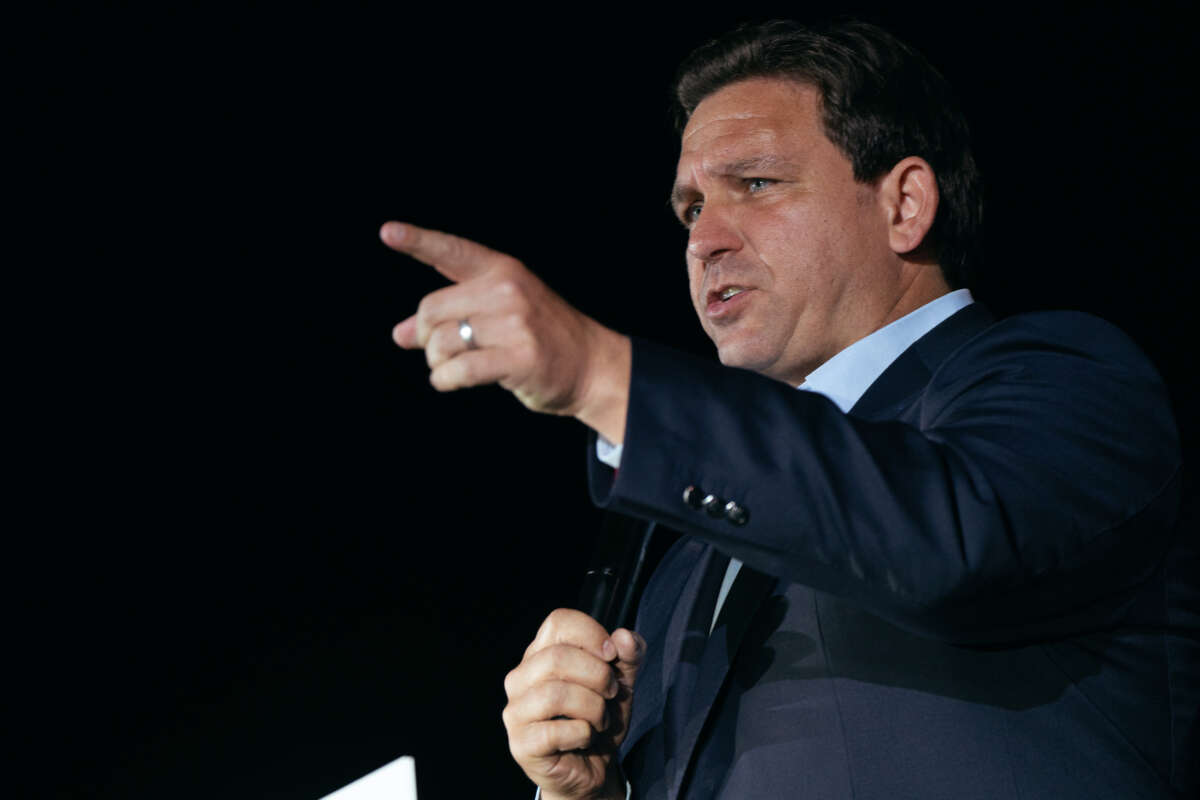 Florida Gov. Ron DeSantis campaigns on October 29, 2022, in Hauppauge, New York.