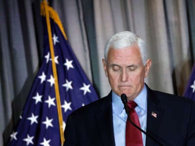 Former Vice President Mike Pence gives remarks at the Calvin Coolidge Foundation’s conference at the Library of Congress on February 16, 2023, in Washington, D.C.