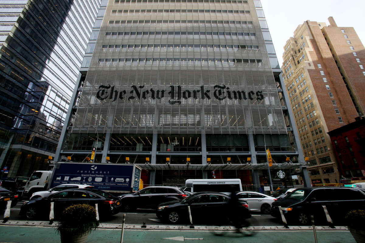 The New York Times headquarters is pictured on December 8, 2022, in New York City.