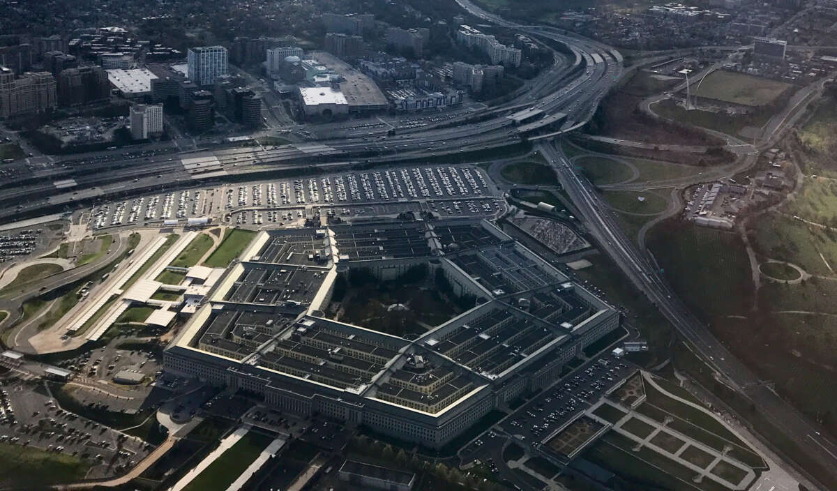 An aerial view of the U.S. Department of Defense.