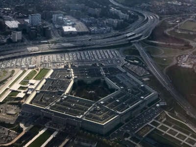 An aerial view of the U.S. Department of Defense.