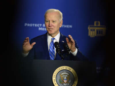 President Joe Biden discusses his plan to protect and strengthen Social Security and Medicare and lower healthcare costs at the University of Florida on February 9, 2023, in Tampa, Florida.