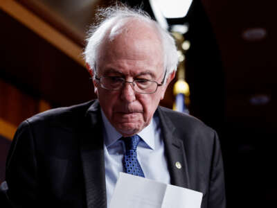Sen. Bernie Sanders speaks at a press conference at the U.S. Capitol Building on March 1, 2023, in Washington, D.C.