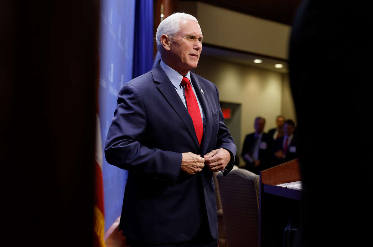 Former Vice President Mike Pence speaks during an event at the conservative Heritage Foundation think tank on October 19, 2022, in Washington, D.C.