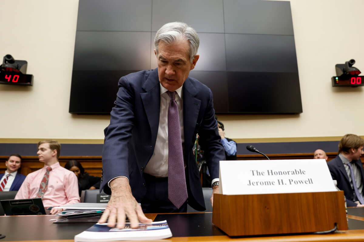 Federal Reserve Chair Jerome Powell arrives to a hearing with the House Committee on Financial Services on Capitol Hill on March 8, 2023, in Washington, D.C.