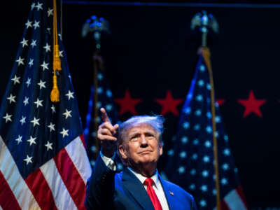 Former President Donald Trump speaks during an event at the Adler Theatre on March 13, 2023, in Davenport, Iowa.