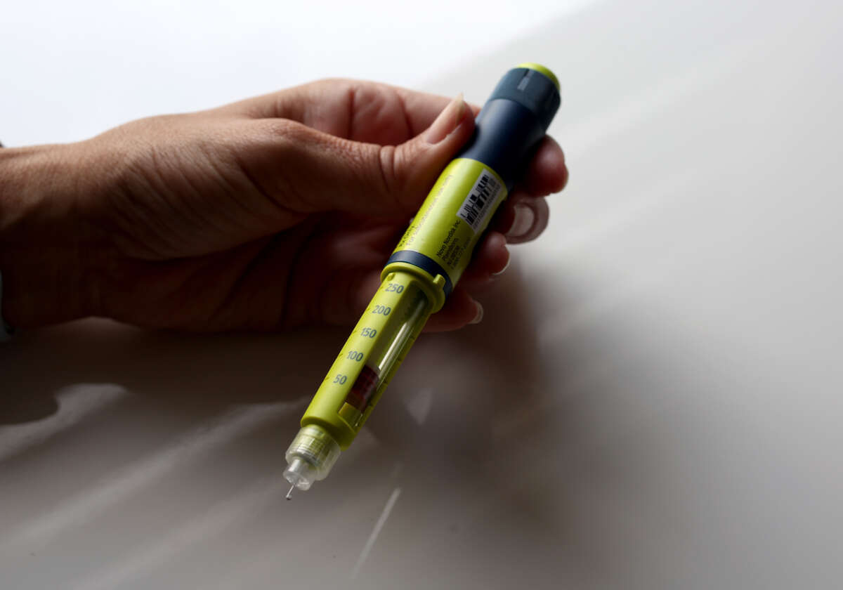 An insulin pen manufactured by the Novo Nordisk company is displayed on March 14, 2023, in Miami, Florida.