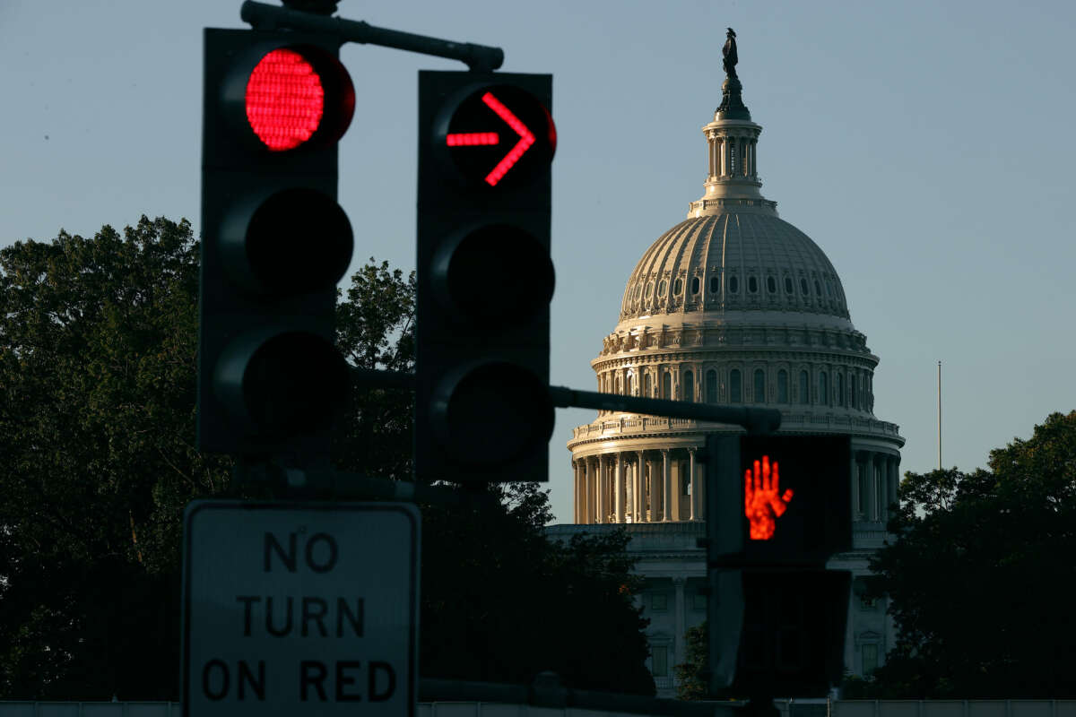 Sunrise hits the U.S. Capitol dome on September 30, 2021, in Washington, D.C.