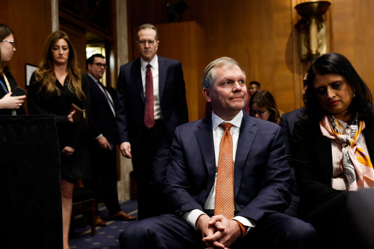 Alan Shaw, President and CEO of Norfolk Southern Corporation, waits to sit on a panel to testify before the Senate Environment and Public Works Committee on Capitol Hill on March 9, 2023, in Washington, D.C.