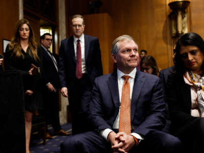 Alan Shaw, President and CEO of Norfolk Southern Corporation, waits to sit on a panel to testify before the Senate Environment and Public Works Committee on Capitol Hill on March 9, 2023, in Washington, D.C.