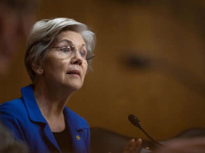 Sen. Elizabeth Warren speaks during a hearing on Capitol Hill in Washington, D.C., on March 16, 2023.