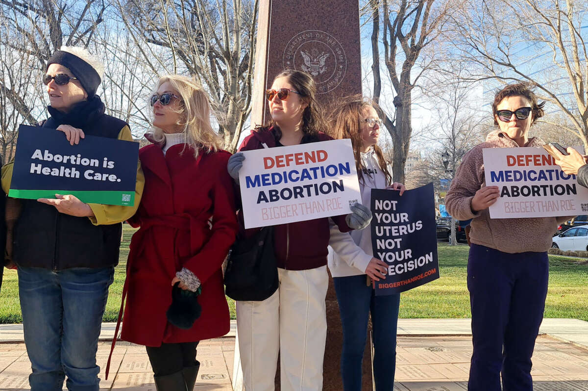 Abortion rights advocates gather in front of the J. Marvin Jones Federal Building and Courthouse in Amarillo, Texas, on March 15, 2023.