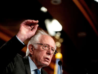 Sen. Bernie Sanders speaks during a news conference on Capitol Hill in Washington, D.C., on March 1, 2023.