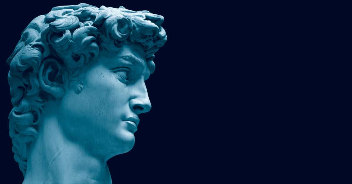 The face of Michelangelo's "David" sculpture.
