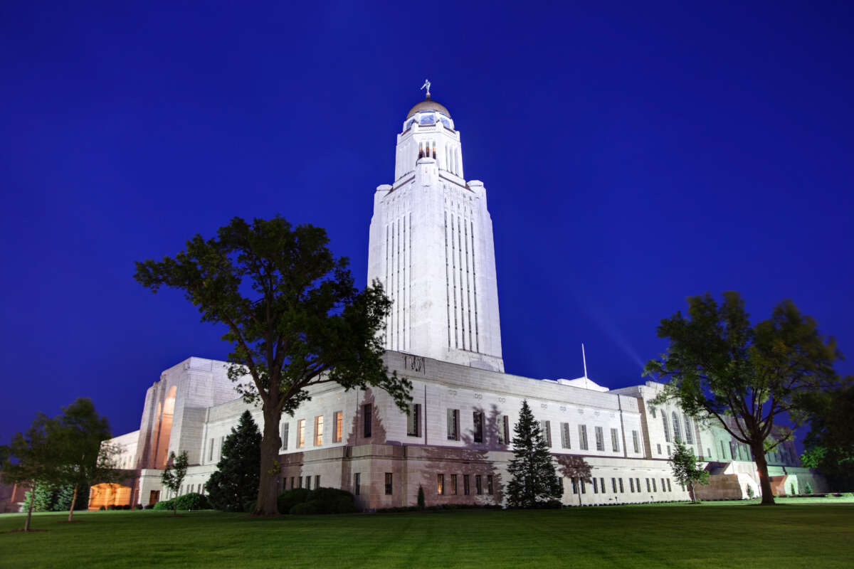 The Nebraska State Capitol, located in Lincoln, Nebraska.