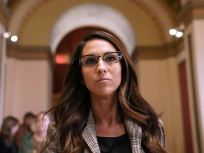 Rep.-elect Lauren Boebert walks to the House Chamber during the third day of elections for Speaker of the House at the U.S. Capitol Building on January 5, 2023, in Washington, D.C.