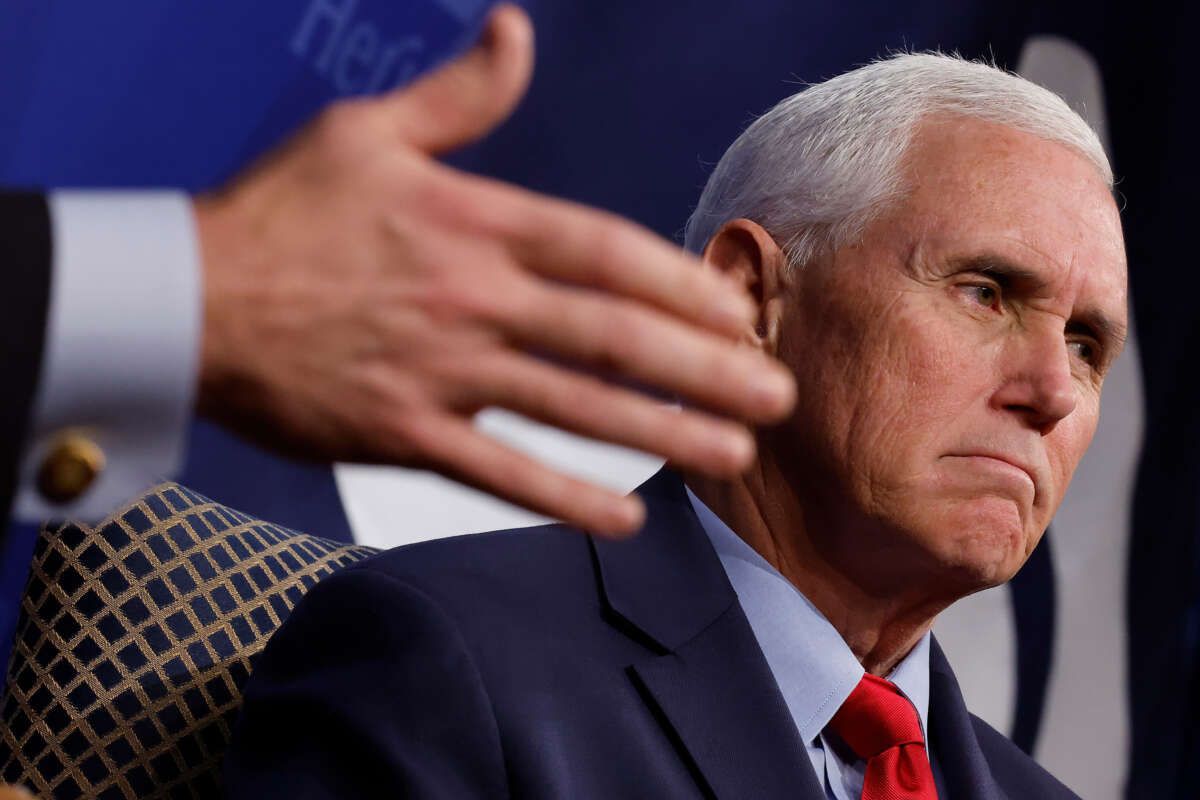 Former Vice President Mike Pence speaks during an event to promote his new book at the conservative Heritage Foundation think tank on October 19, 2022, in Washington, D.C.