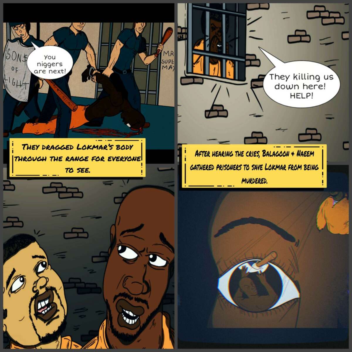 The Defense Committee to Free the Pendleton 2 created these comics to convey the story of Christopher 'Naeem' Trotter and John 'Balagoon' Cole to a wider public, on the 38th anniversary of their incarceration. 