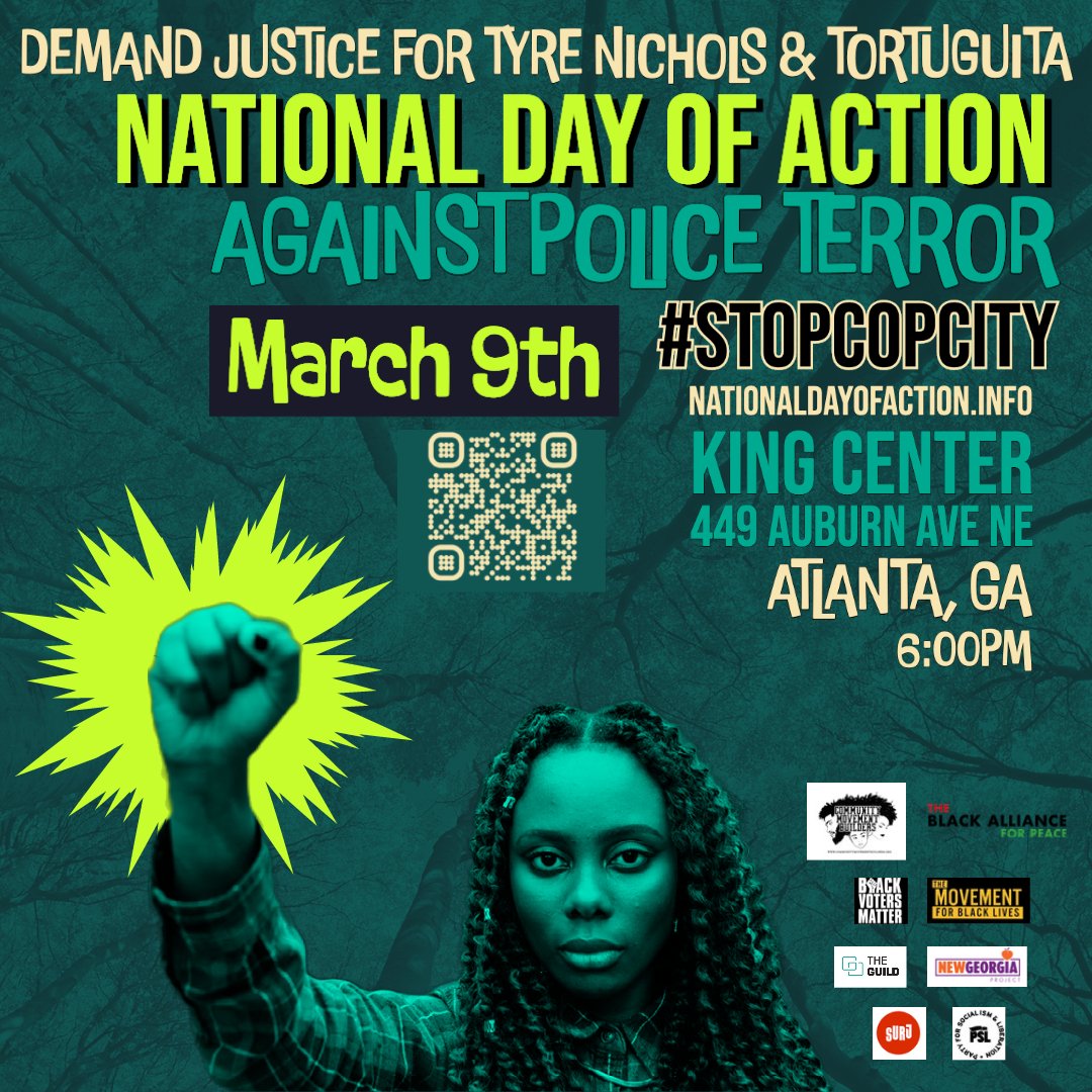 Poster for the National Day of Action in Atlanta.