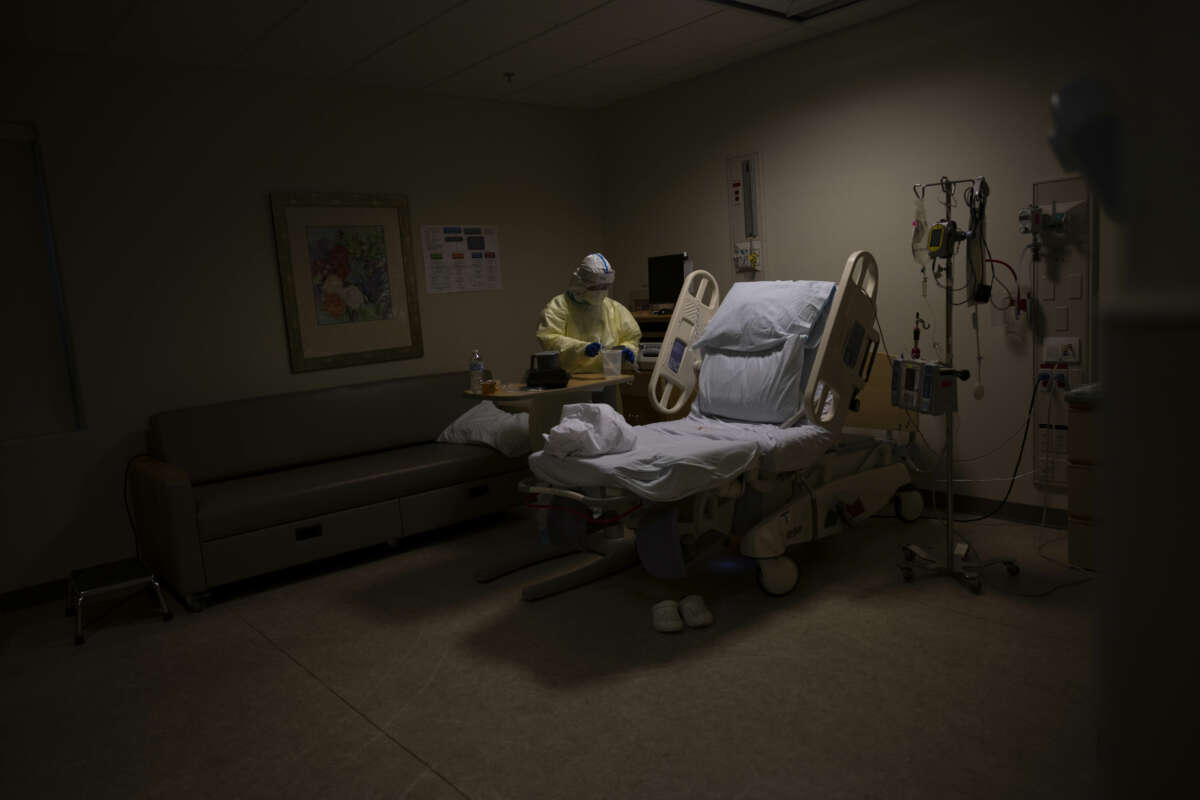 A nurse prepares to release a mother who had given birth earlier that day in the maternity ward of the Doctors Hospital at Renaissance in Edinburg, Texas, on July 8, 2020.