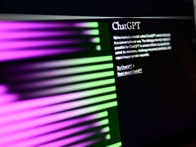 A photo taken on March 31, 2023, shows a computer screen with the home page of the OpenAI web site promoting its ChatGPT service.