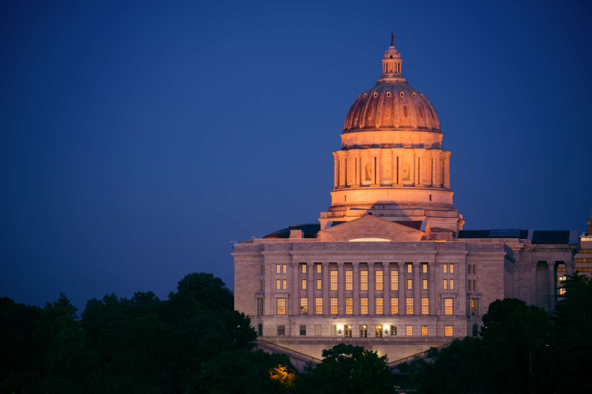 The Missouri State Capitol Building is pictured in Jefferson City in early evening.