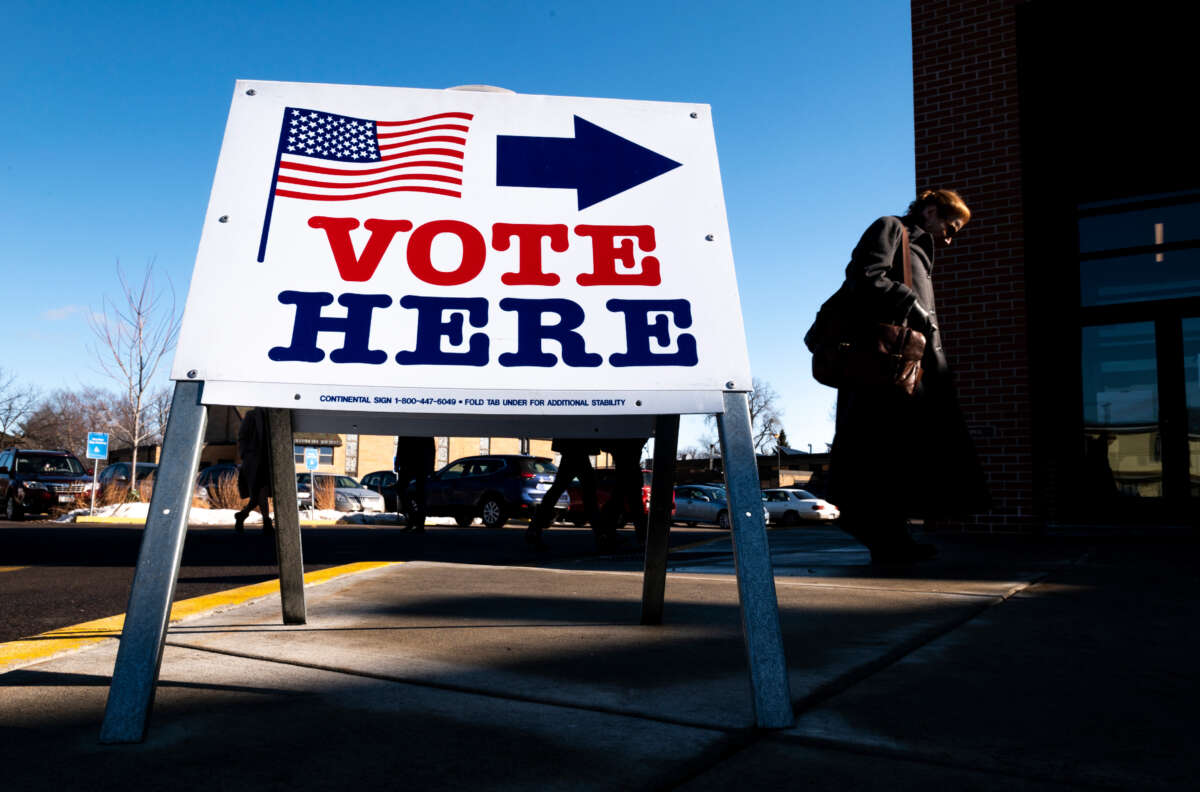 A voter arrives at a polling place on March 3, 2020, in Minneapolis, Minnesota.