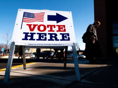 A voter arrives at a polling place on March 3, 2020, in Minneapolis, Minnesota.