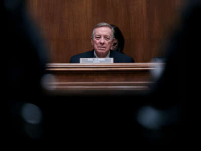 Chairman Sen. Richard Durbin presides over a Senate Judiciary Committee hearing at the Dirksen Senate Office Building on March 8, 2022, in Washington, D.C.