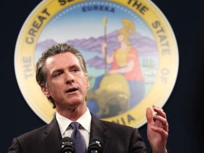 California Gov. Gavin Newsom speaks during a press conference on February 1, 2023, in Sacramento, California.