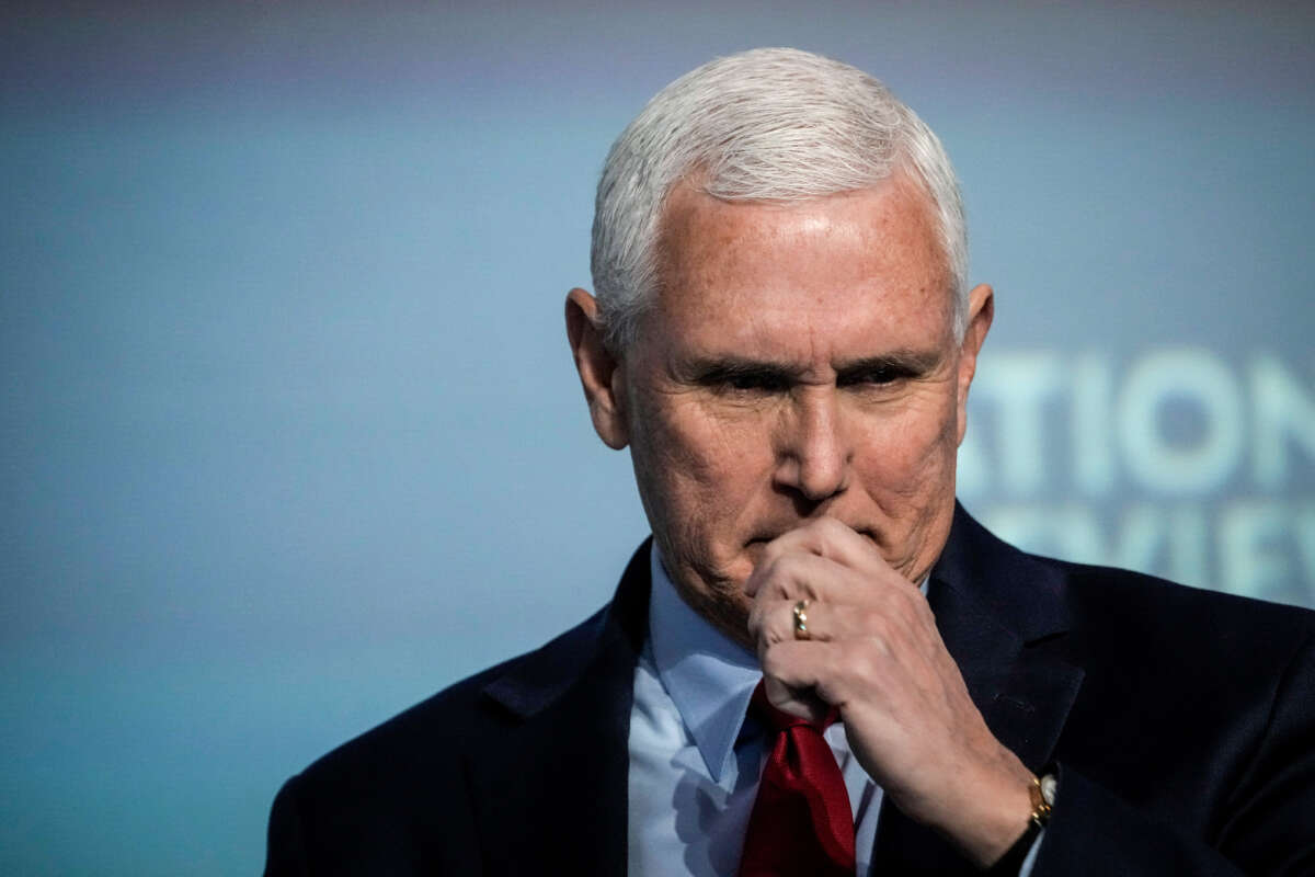 Former Vice President Mike Pence speaks at the National Review Institute's 2023 Ideas Summit on March 31, 2023, in Washington, D.C.
