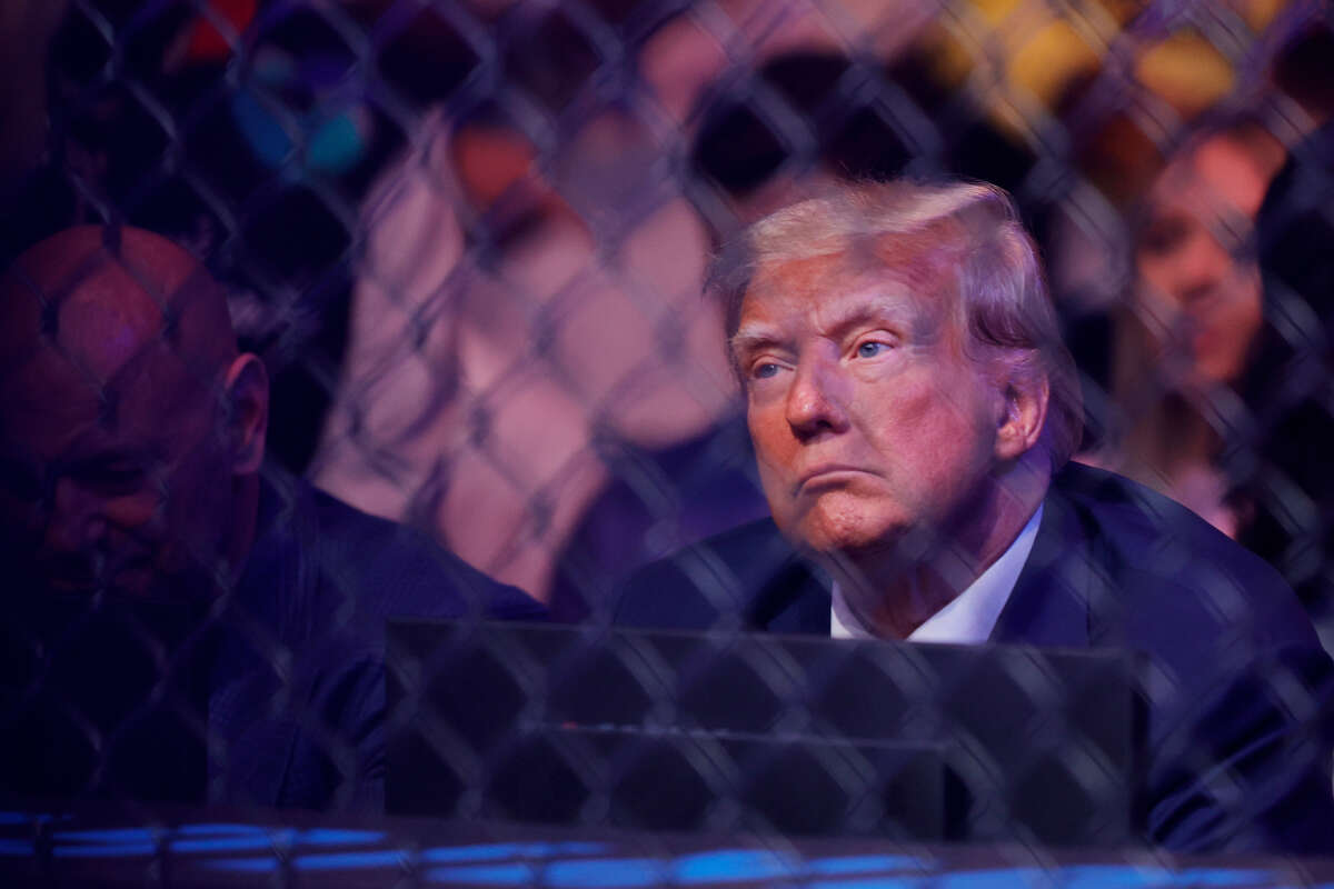 Former President Donald Trump attends UFC 287 at Kaseya Center on April 8, 2023, in Miami, Florida.