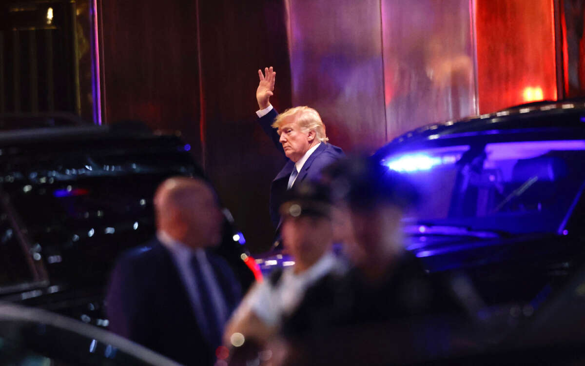 Former President Donald Trump arrives at Trump Tower in New York on April 12, 2023.