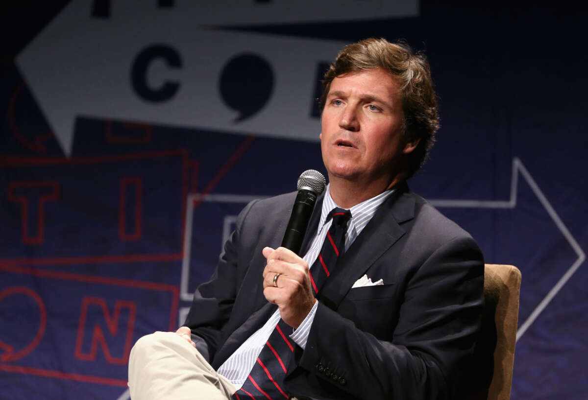 Tucker Carlson speaks onstage during Politicon 2018 at Los Angeles Convention Center on October 21, 2018, in Los Angeles, California.