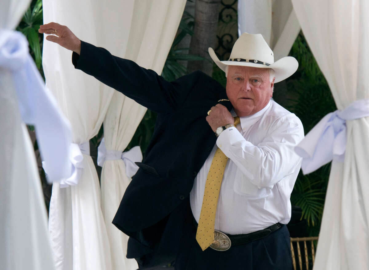 Texas Agriculture Commissioner Sid Miller arrives at Mar-a-Lago for a meeting with President-elect Donald Trump's staff on December 30, 2016, in Palm Beach, Florida.