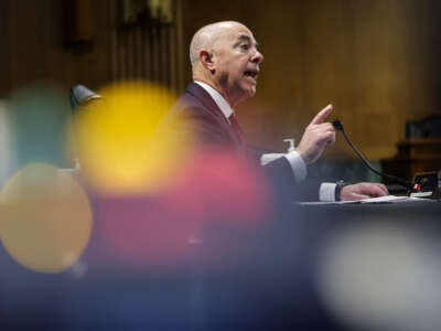 Secretary of Homeland Security Alejandro Mayorkas testifies before a Senate Appropriations Subcommittee on Homeland Security, on Capitol Hill on May 4, 2022, in Washington, D.C.