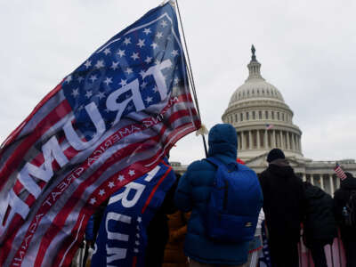 Supporters of Donald Trump rally outside the U.S. Capitol in Washington, DC on January 6, 2021.